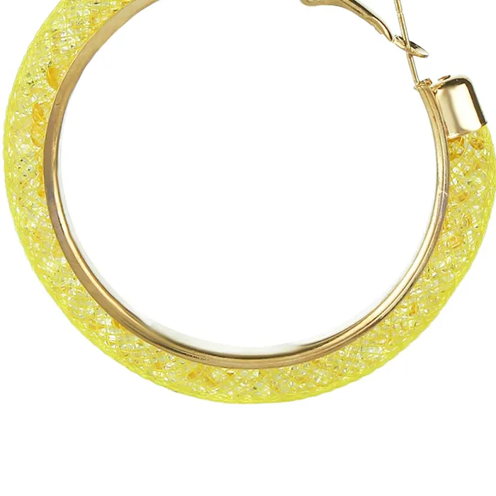 Yellow Chimes Exclusive CrystalFilled Stylish Fashion Hoops Earrings for Women and Girls Yellow Yellow Chimes Earrings