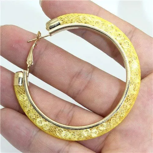 Yellow Chimes Exclusive CrystalFilled Stylish Fashion Hoops Earrings for Women and Girls Yellow Yellow Chimes Earrings