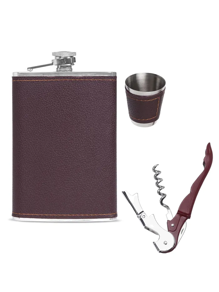 Yellow Chimes Exquisite Men Gifiting Set Hip Flask Gift Set Cork Opener with Brown Leather CoverHip Flask for Liquor for Men in a Gift Box Yellow Chimes Necklaces Yellow Chimes Exquisite Men Gifiting Set Hip Flask Gift Set Cork Opener with Brown Leather CoverHip Flask for Liquor for Men in a Gift Box Yellow Chimes Necklaces
