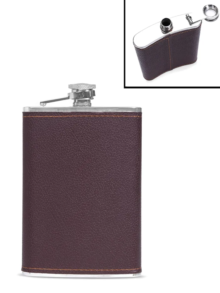 Yellow Chimes Exquisite Men Gifiting Set Hip Flask Gift Set Cork Opener with Brown Leather CoverHip Flask for Liquor for Men in a Gift Box Yellow Chimes Necklaces
