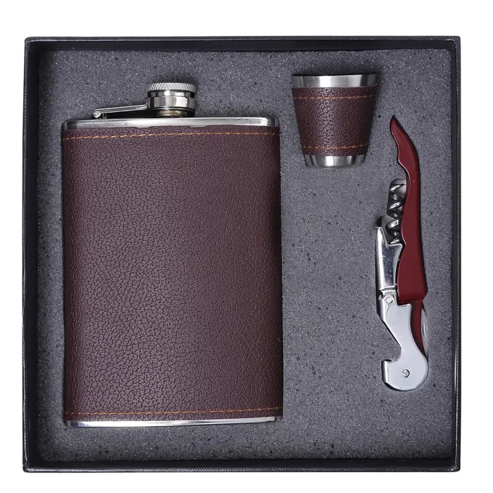 Yellow Chimes Exquisite Men Gifiting Set Hip Flask Gift Set Cork Opener with Brown Leather CoverHip Flask for Liquor for Men in a Gift Box Yellow Chimes Necklaces