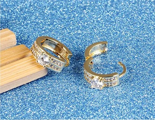 YELLOW CHIMES High Grade Crystal Gold Plated Charming Hoop Earrings for Girls and Women Yellow Chimes Earrings