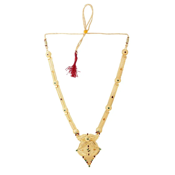 Yellow Chimes Jewellery Set for Women and Girls Gold Necklace Set for Women Gold Toned Bridal Designed Necklace Set Birthday Gift for girls and women Anniversary Gift for Wife Yellow Chimes Rings