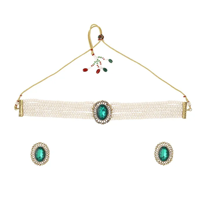 Yellow Chimes Jewellery Set for Women and Girls White Beads Necklace Set for Women Gold Tone Green Crystal Choker Necklace Set Birthday Gift for girls women Anniversary Gift for Wife Yellow Chimes Bracelets Yellow Chimes Jewellery Set for Women and Girls White Beads Necklace Set for Women Gold Tone Green Crystal Choker Necklace Set Birthday Gift for girls women Anniversary Gift for Wife Yellow Chimes Bracelets