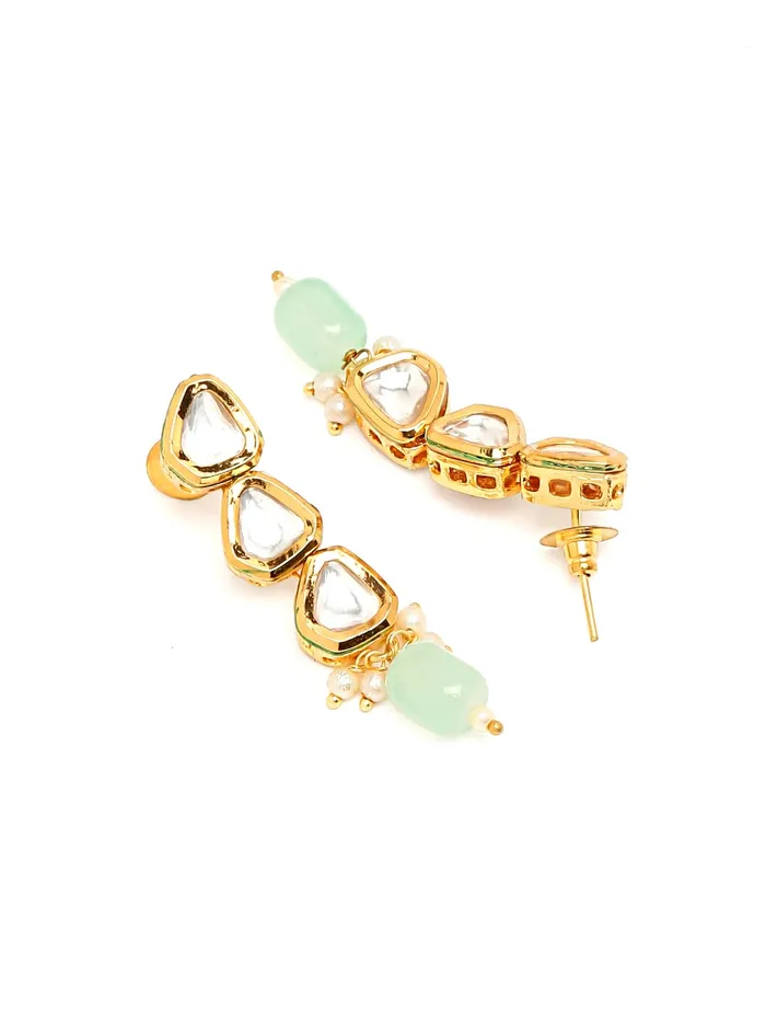Yellow Chimes Jewellery Set for Women Gold Plated Big Kundan Studded Beads Drop Designed Choker Necklace Set with Earrings for Women and Girls Yellow Chimes Earrings