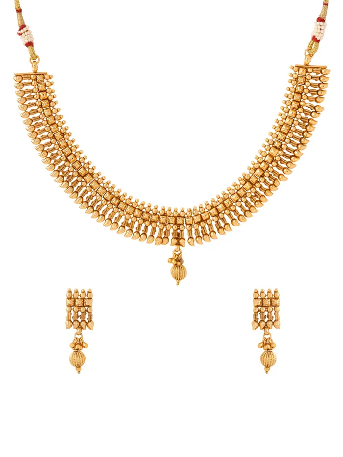 Yellow Chimes Jewellery Set Traditional Necklace with Earrings Gold Plated One Size Golden Yellow Chimes Earrings Yellow Chimes Jewellery Set Traditional Necklace with Earrings Gold Plated One Size Golden Yellow Chimes Earrings