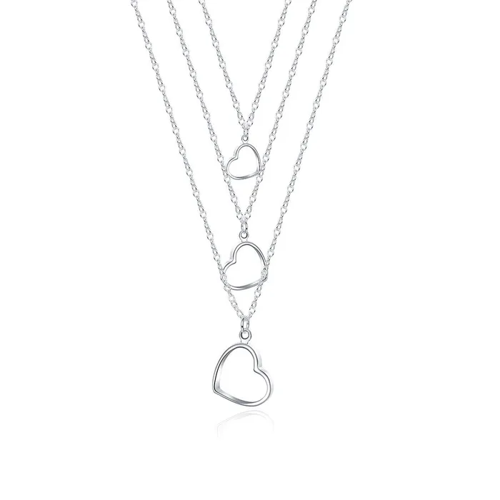 Yellow Chimes Multi strand Heart Charm Silver Necklace for Women And Girls Yellow Chimes Necklaces Yellow Chimes Multi strand Heart Charm Silver Necklace for Women And Girls Yellow Chimes Necklaces