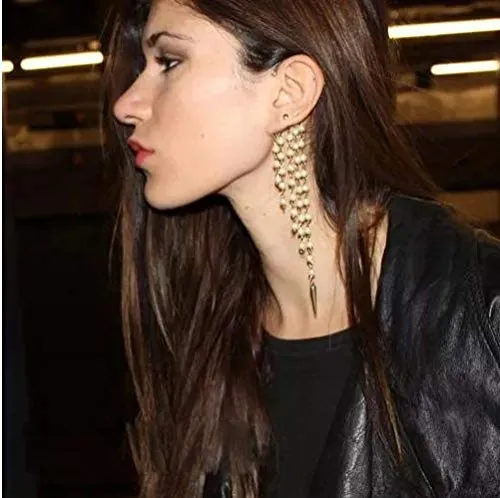 Yellow Chimes Multi Strings Pearl Arrow Western Ear Cuff Clip Earrings For Women and Girls Yellow Chimes Bracelets