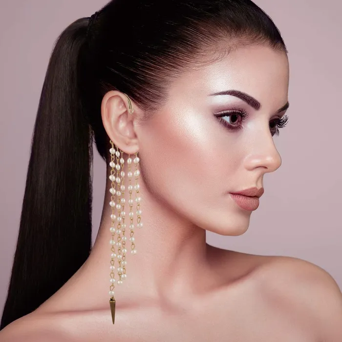 Yellow Chimes Multi Strings Pearl Arrow Western Ear Cuff Clip Earrings For Women and Girls Yellow Chimes Bracelets