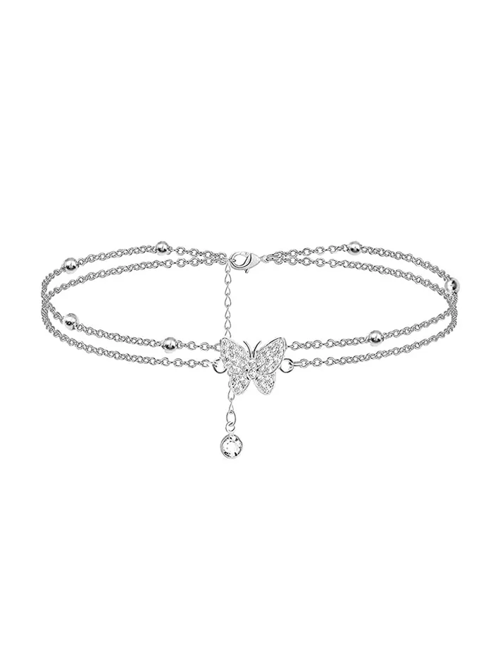 Yellow Chimes Multichain Anklets for Women Anklets with Crystal Studded Butterfly charm Silver toned AnkletsFoot Jewellery for Women and Girls Yellow Chimes Bracelets Yellow Chimes Multichain Anklets for Women Anklets with Crystal Studded Butterfly charm Silver toned AnkletsFoot Jewellery for Women and Girls Yellow Chimes Bracelets