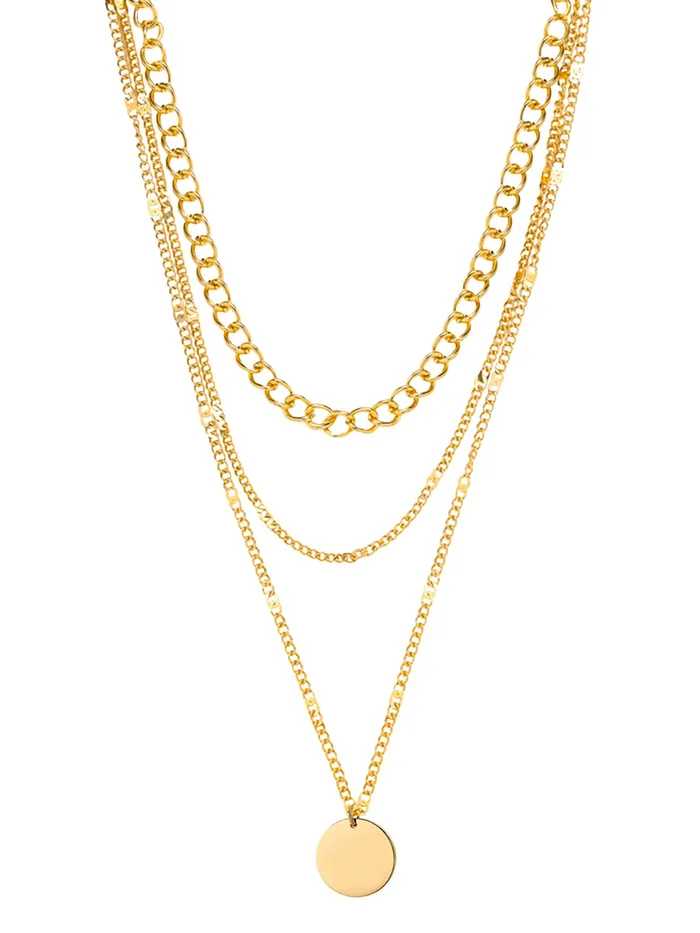 Yellow Chimes Necklaces Multi Layered Choker Necklace Gold Plated Chain Elegant Design Lobster Clasp 46 cm Gold