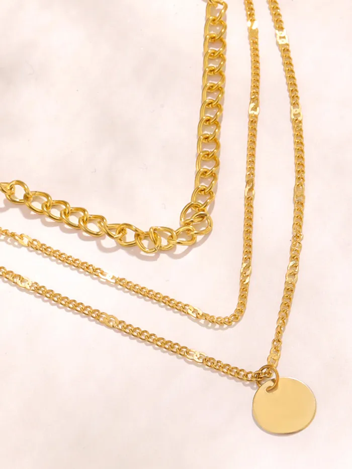 Yellow Chimes Necklaces Multi Layered Choker Necklace Gold Plated Chain Elegant Design Lobster Clasp 46 cm Gold