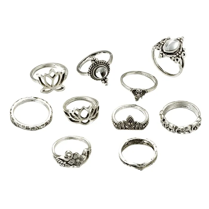 Yellow Chimes Necklaces Yellow Chimes 10 Pieces Combo Flower Design Vintage Style Midi Finger Silver Oxidised Knuckle Rings Set for Women and Girls YCFJRGR193FLORCSL Yellow Chimes Necklaces Yellow Chimes 10 Pieces Combo Flower Design Vintage Style Midi Finger Silver Oxidised Knuckle Rings Set for Women and Girls YCFJRGR193FLORCSL