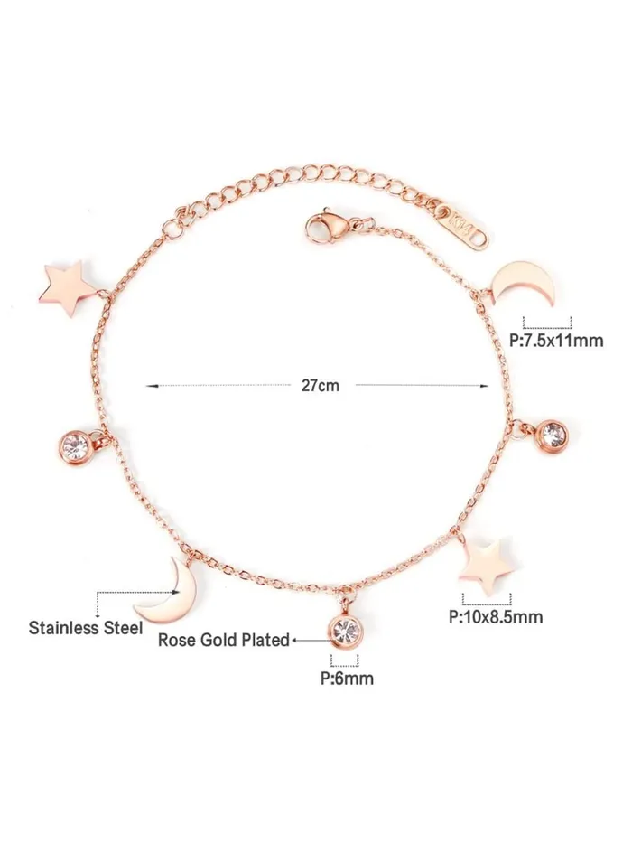 Yellow Chimes Necklaces Yellow Chimes Anklets for Women Rose GoldPlated Stainless Steel Moon Star Charms Anklet For Women and Girls Valentine Gift for Girls