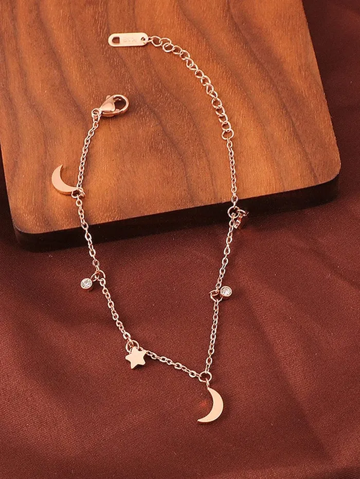 Yellow Chimes Necklaces Yellow Chimes Anklets for Women Rose GoldPlated Stainless Steel Moon Star Charms Anklet For Women and Girls Valentine Gift for Girls