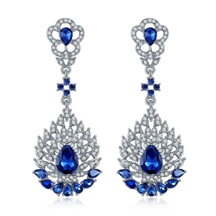 Yellow Chimes Necklaces Yellow Chimes Blue Silver Plated Base Metal Crystal Elements FreshArrival Stunning Floral Design Drop Earrings For Women Yellow Chimes Necklaces Yellow Chimes Blue Silver Plated Base Metal Crystal Elements FreshArrival Stunning Floral Design Drop Earrings For Women