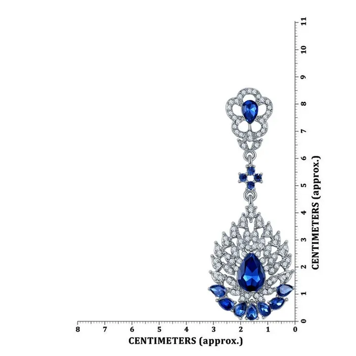 Yellow Chimes Necklaces Yellow Chimes Blue Silver Plated Base Metal Crystal Elements FreshArrival Stunning Floral Design Drop Earrings For Women