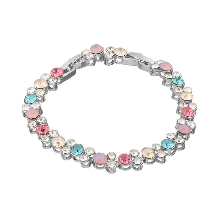 Yellow Chimes Necklaces Yellow Chimes Bracelet for Women and Girls Crystal Bracelets for Women Silver Tone Multicolor Crystal Studded Bracelet Birthday Gift For girls and women Anniversary Gift for Wife