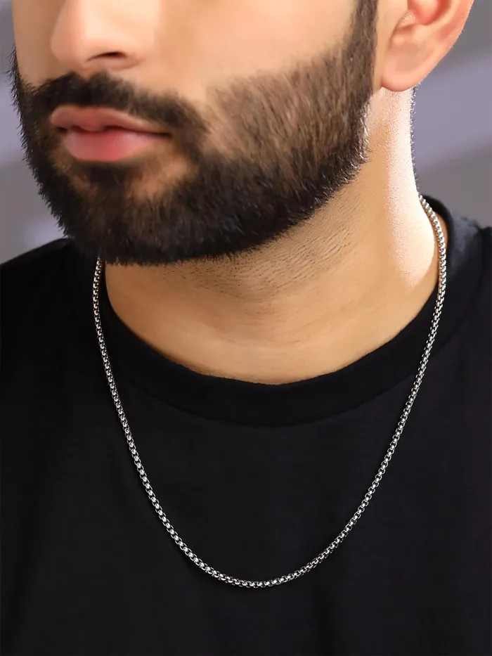 Yellow Chimes Necklaces Yellow Chimes Chain for Men and Boys Silver Chain Men Neck Chain for Men Stainless Steel Chains for Men Birthday Gift for Men and Boys Anniversary Gift for Husband