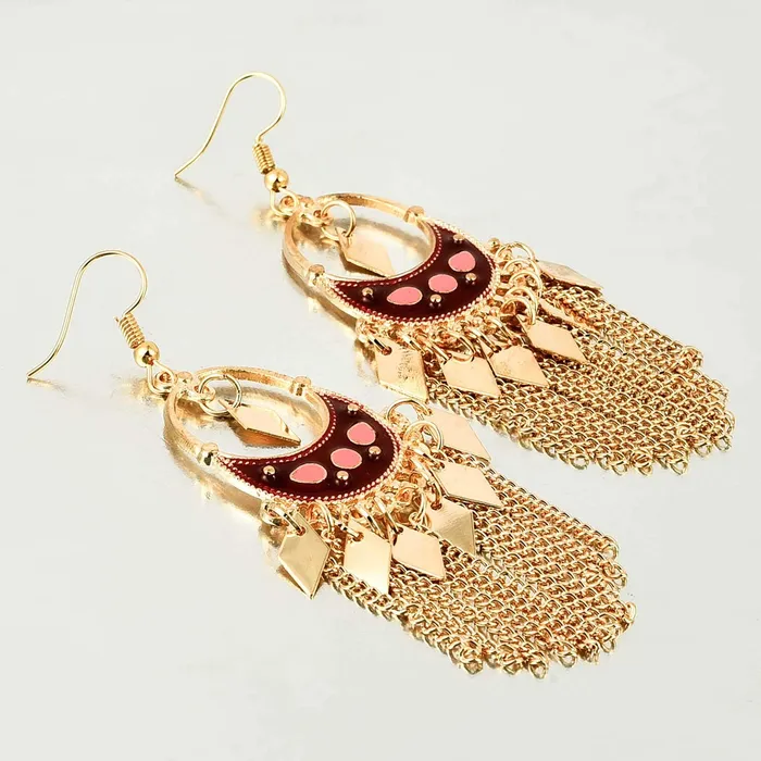 Yellow Chimes Necklaces Yellow Chimes Designer Collection Enamel Gold Plated Party ware Earring Alloy Dangle Earring for Women and Girls