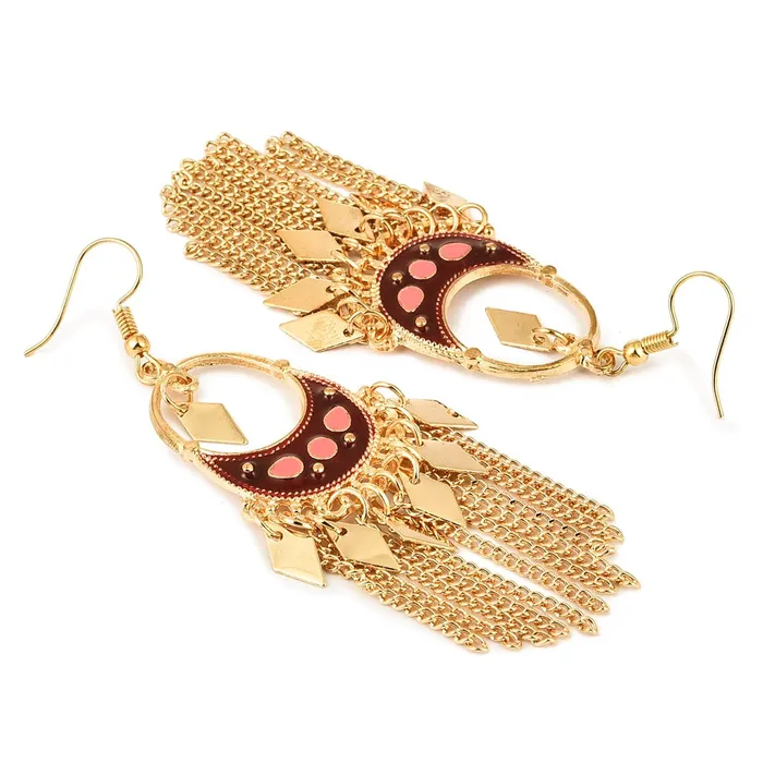 Yellow Chimes Necklaces Yellow Chimes Designer Collection Enamel Gold Plated Party ware Earring Alloy Dangle Earring for Women and Girls