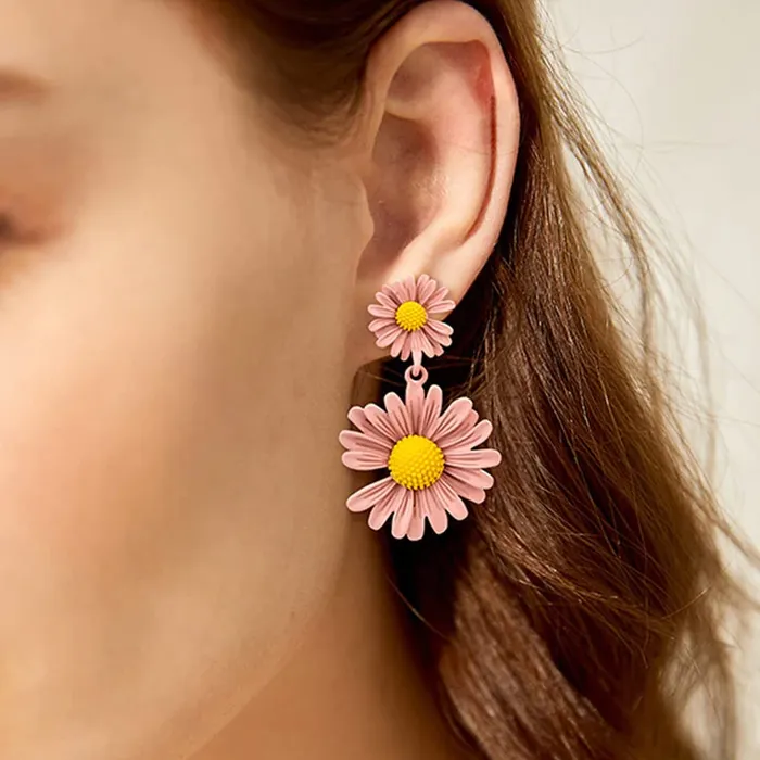 Yellow Chimes Necklaces Yellow Chimes Drop Earrings for Women Combo of 2 Pairs Floral Drop Earrings Yellow Peach Casual Wear Drop Earrings For Womens and Girls