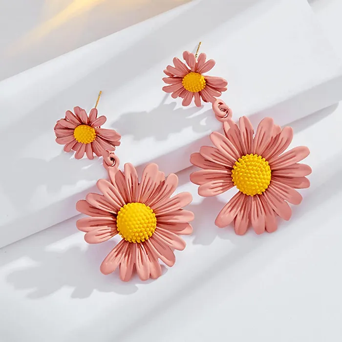 Yellow Chimes Necklaces Yellow Chimes Drop Earrings for Women Combo of 2 Pairs Floral Drop Earrings Yellow Peach Casual Wear Drop Earrings For Womens and Girls