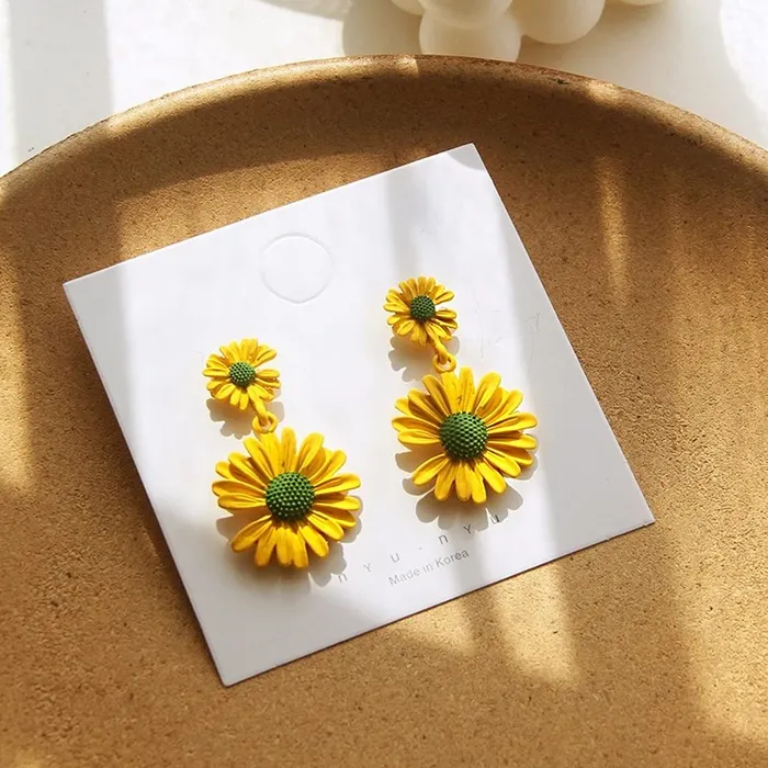 Yellow Chimes Necklaces Yellow Chimes Drop Earrings for Women Combo of 2 Pairs Floral Drop Earrings Yellow Peach Casual Wear Drop Earrings For Womens and Girls