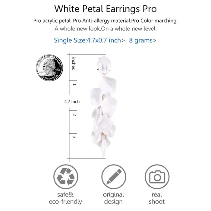 Yellow Chimes Necklaces Yellow Chimes Elegant Latest Fashion Gold Plated White Colour Flower Petals Design Dangler Earrings for Women and Girls Medium Model Number YCFJERPETLDNGWH
