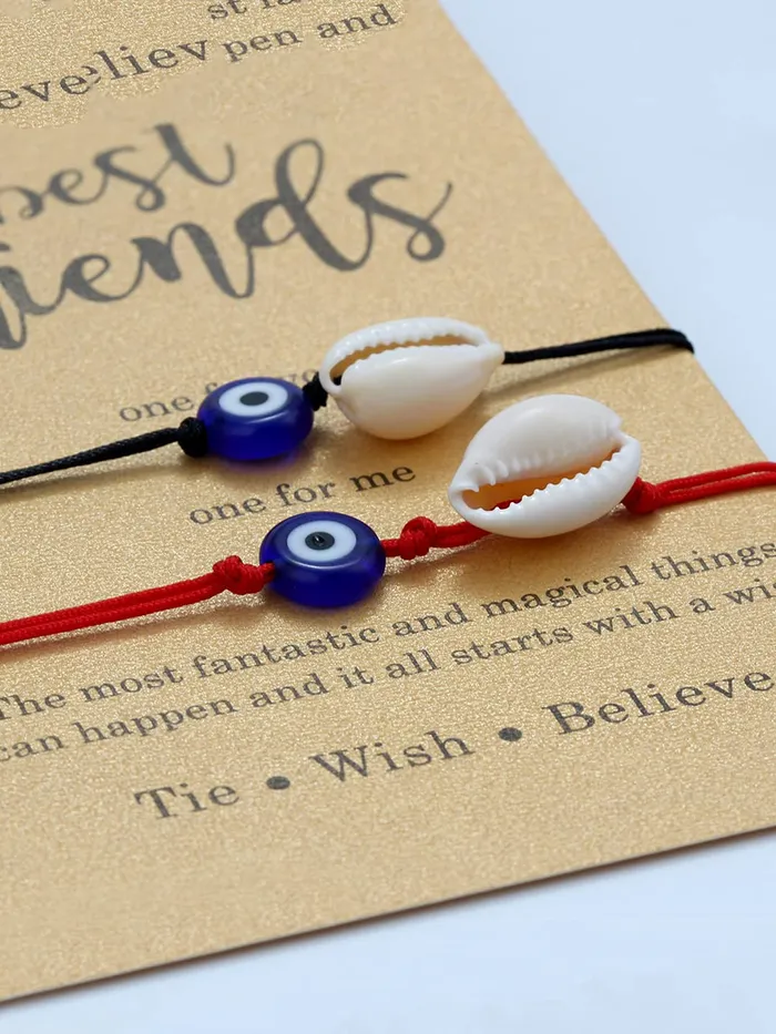 Yellow Chimes Necklaces Yellow Chimes Evil Eye Bracelets for Women 2 PCs Black Red Best Friendship Bracelet Nylon Cord Adjustable Thread Wrist Band Bracelet for Boys and Girls