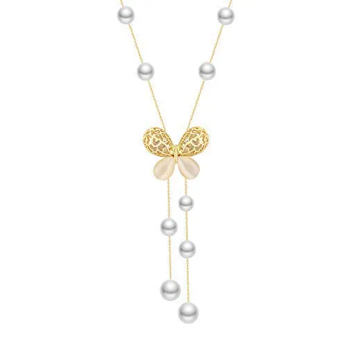 Yellow Chimes Necklaces Yellow Chimes Golden Butterfly Opal and Pearl Long Chain Pendant Necklace for Women and Girls Yellow Chimes Necklaces Yellow Chimes Golden Butterfly Opal and Pearl Long Chain Pendant Necklace for Women and Girls