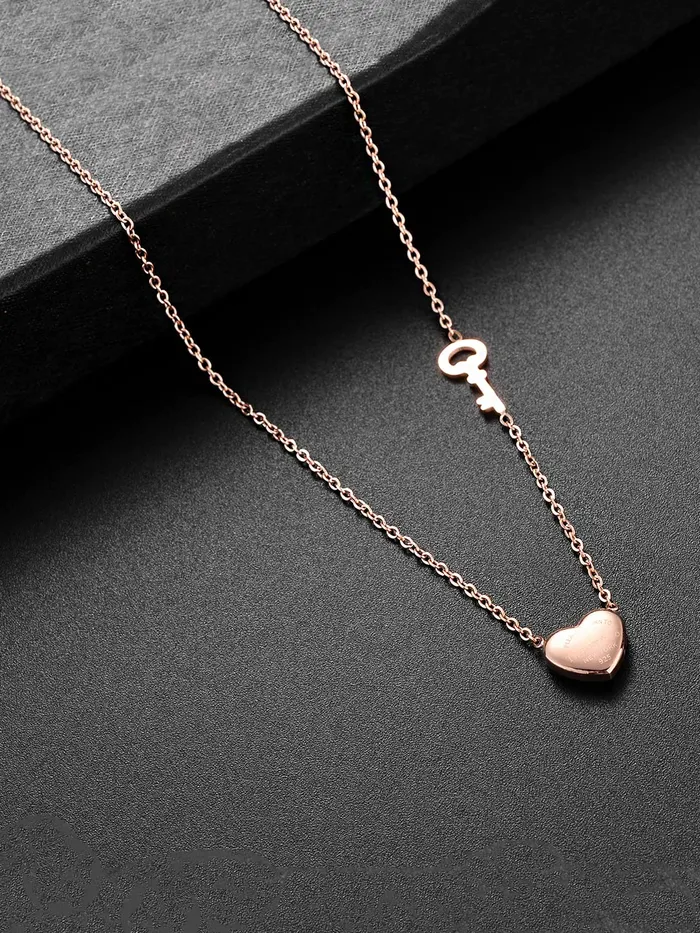 Yellow Chimes Necklaces Yellow Chimes Heart Pendant for Women Rose Gold Plated Heart Shaped Stainless Steel Chain Pendant Necklace for Women and Girls