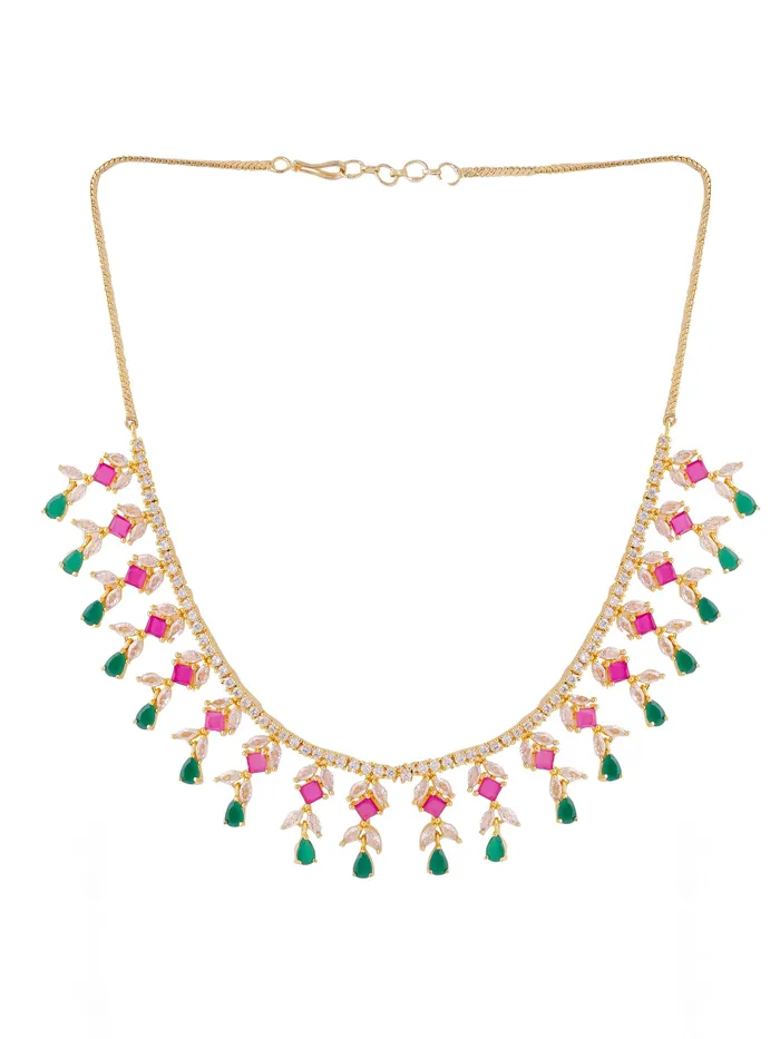 Yellow Chimes Necklaces Yellow Chimes Jewellery Set for Women and Girls American Diamond Jewellery Set Gold Plated Multicolor AD Necklace Set for Women Birthday Gift for girls and women Anniversary Gift for Wife