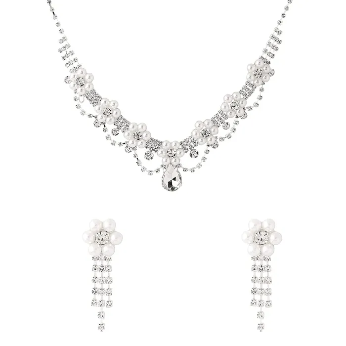 Yellow Chimes Necklaces Yellow Chimes Jewellery Set For Women Floral Pearl Studded Choker Necklace Set With Earring For Women and Girls Yellow Chimes Necklaces Yellow Chimes Jewellery Set For Women Floral Pearl Studded Choker Necklace Set With Earring For Women and Girls
