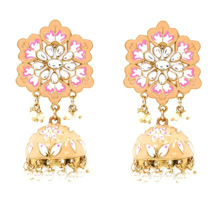 Yellow Chimes Necklaces Yellow Chimes Meenakari Jhumka Earrings Handcrafted Stylish Gold toned Traditional Flower JhumkaJhumki Earrings for Women Girls Peach Yellow Chimes Necklaces Yellow Chimes Meenakari Jhumka Earrings Handcrafted Stylish Gold toned Traditional Flower JhumkaJhumki Earrings for Women Girls Peach
