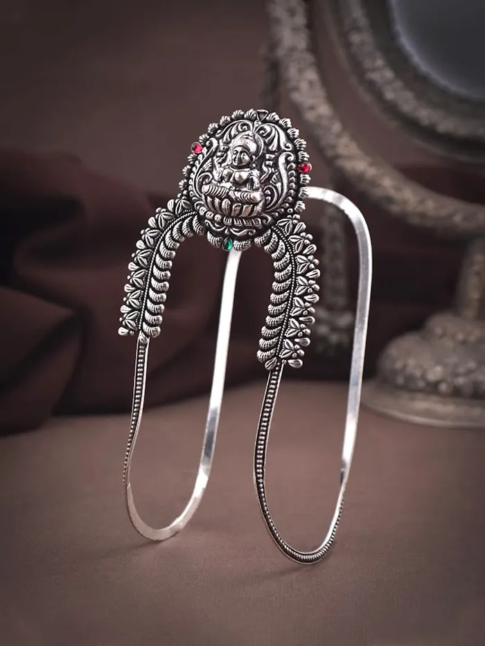 Yellow Chimes Necklaces Yellow Chimes Oxidised Bajubandh for Women Silver Oxidised Armlets Authentic Kolhapuri Worked Bajubandh for Women and Girls