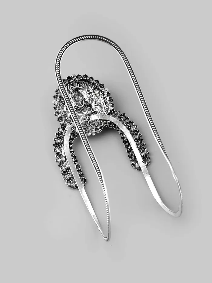 Yellow Chimes Necklaces Yellow Chimes Oxidised Bajubandh for Women Silver Oxidised Armlets Authentic Kolhapuri Worked Bajubandh for Women and Girls