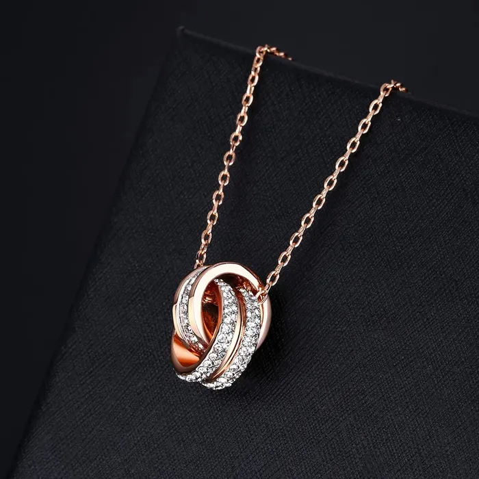 Yellow Chimes Necklaces Yellow Chimes Rosegold Pendant for Women Stainless Steel Chain Pendant Western Style Ring Pendant Chain Necklace for Women and Girls