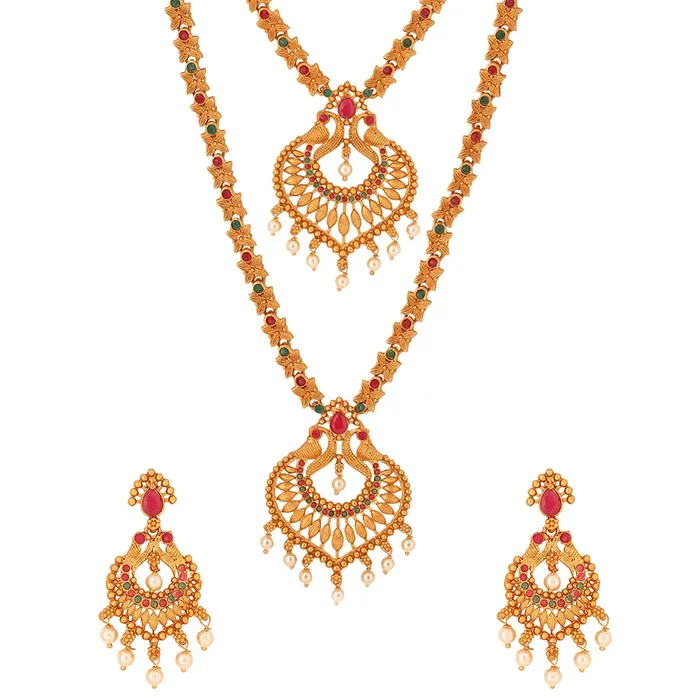 Yellow Chimes Necklaces Yellow Chimes traditional Jewellery Set for Women GoldPlated Temple Necklace Set StoneStudded Necklace Set For Women Girls NK 4 Yellow Chimes Necklaces Yellow Chimes traditional Jewellery Set for Women GoldPlated Temple Necklace Set StoneStudded Necklace Set For Women Girls NK 4