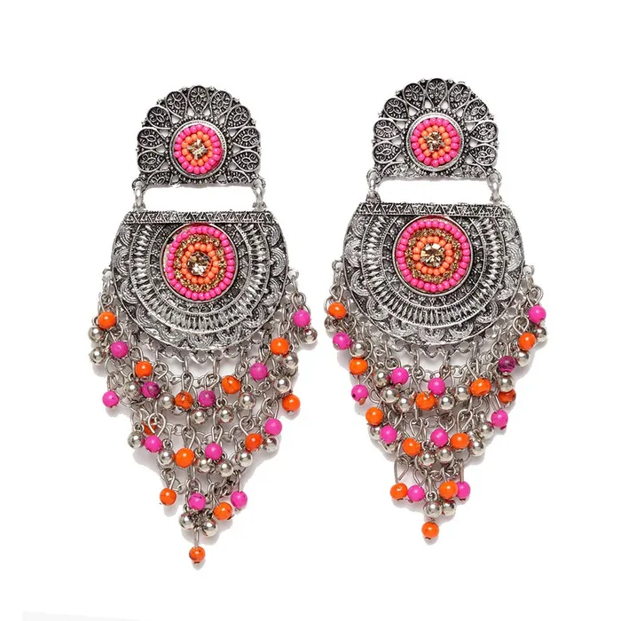 Yellow Chimes Oxidised Earrings for Women Afghani Tribal Pink Beads Oxidized Silver Traditional Chandbali Dangler Earrings for Women and Girls Yellow Chimes Necklaces Yellow Chimes Oxidised Earrings for Women Afghani Tribal Pink Beads Oxidized Silver Traditional Chandbali Dangler Earrings for Women and Girls Yellow Chimes Necklaces