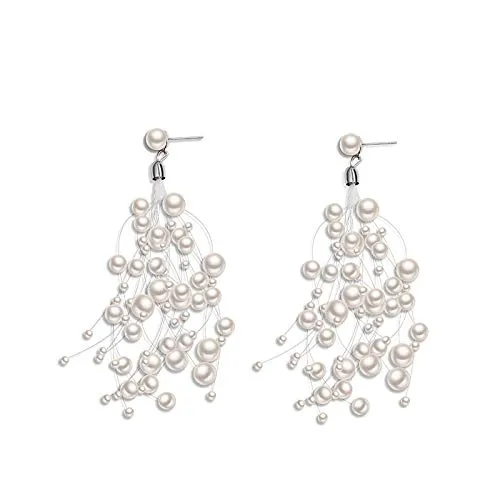 Yellow Chimes Pearl Beads Strings Long Tassel Dangler Earrings for Women and Girls Yellow Chimes Earrings Yellow Chimes Pearl Beads Strings Long Tassel Dangler Earrings for Women and Girls Yellow Chimes Earrings