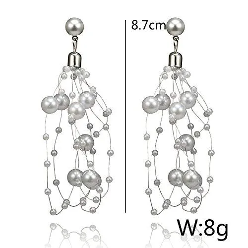 Yellow Chimes Pearl Beads Strings Long Tassel Dangler Earrings for Women and Girls Yellow Chimes Earrings
