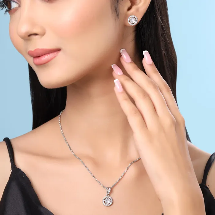 Yellow Chimes Pendant for Women and Girls Crystal Pendant for Women White Stone Studded Crystal Pendent Set Birthday Gift for girls and women Anniversary Gift for Wife Yellow Chimes Earrings