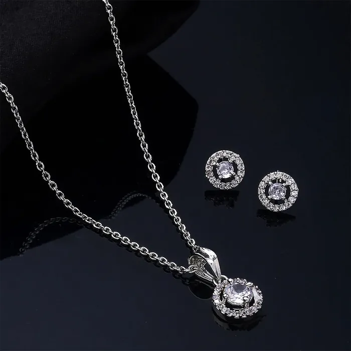 Yellow Chimes Pendant for Women and Girls Crystal Pendant for Women White Stone Studded Crystal Pendent Set Birthday Gift for girls and women Anniversary Gift for Wife Yellow Chimes Earrings