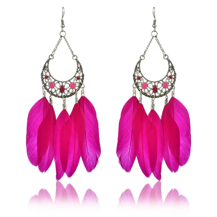 Yellow Chimes Pink Danglers Earrings for Women Feathers Tassel Earrings for Girls Fashion Women Earrings Long Chain Dangler Earrings Birthday Gift For Girls Anniversary Gift for Wife Yellow Chimes Bracelets