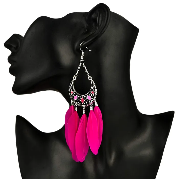 Yellow Chimes Pink Danglers Earrings for Women Feathers Tassel Earrings for Girls Fashion Women Earrings Long Chain Dangler Earrings Birthday Gift For Girls Anniversary Gift for Wife Yellow Chimes Bracelets