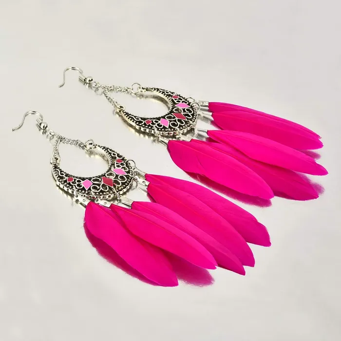 Yellow Chimes Pink Danglers Earrings for Women Feathers Tassel Earrings for Girls Fashion Women Earrings Long Chain Dangler Earrings Birthday Gift For Girls Anniversary Gift for Wife Yellow Chimes Bracelets