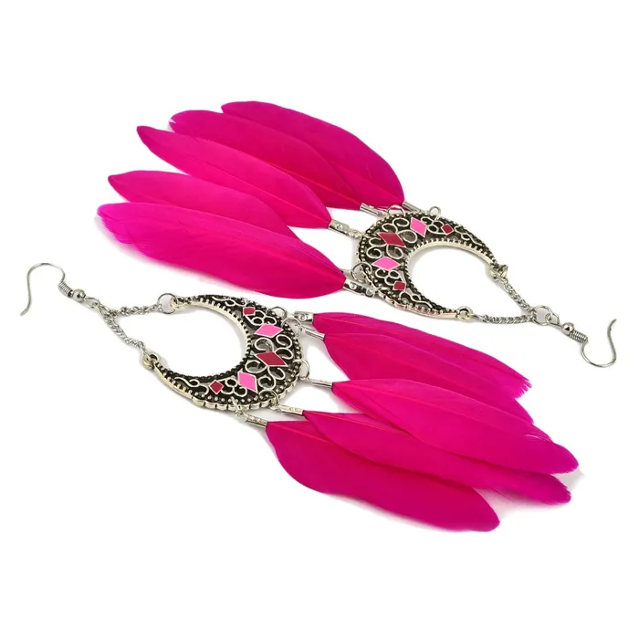 Yellow Chimes Pink Danglers Earrings for Women Feathers Tassel Earrings for Girls Fashion Women Earrings Long Chain Dangler Earrings Birthday Gift For Girls Anniversary Gift for Wife Yellow Chimes Bracelets
