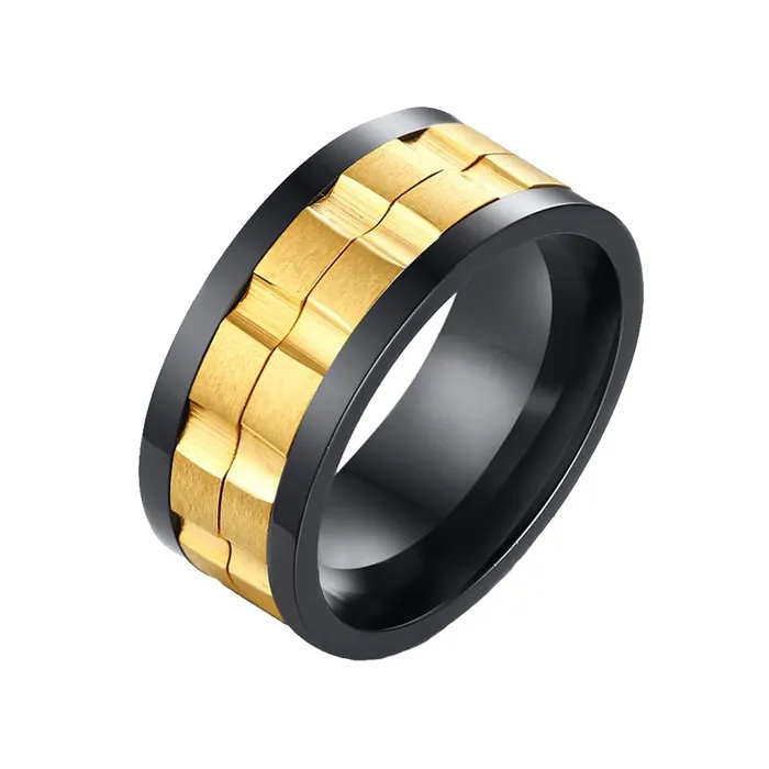 Yellow Chimes Ring for Men High Polished Stainless Steel Spinner Yellow and Black coolored Band Ring for Men and Boys Yellow Chimes Rings Yellow Chimes Ring for Men High Polished Stainless Steel Spinner Yellow and Black coolored Band Ring for Men and Boys Yellow Chimes Rings