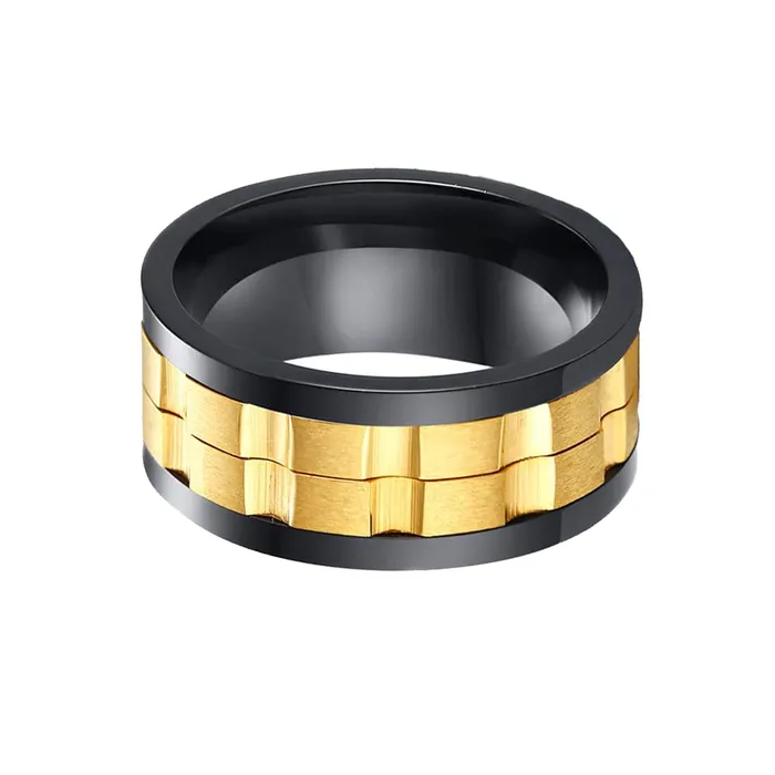 Yellow Chimes Ring for Men High Polished Stainless Steel Spinner Yellow and Black coolored Band Ring for Men and Boys Yellow Chimes Rings
